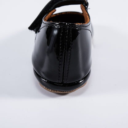 Girls Black Glossy Leather Shoes