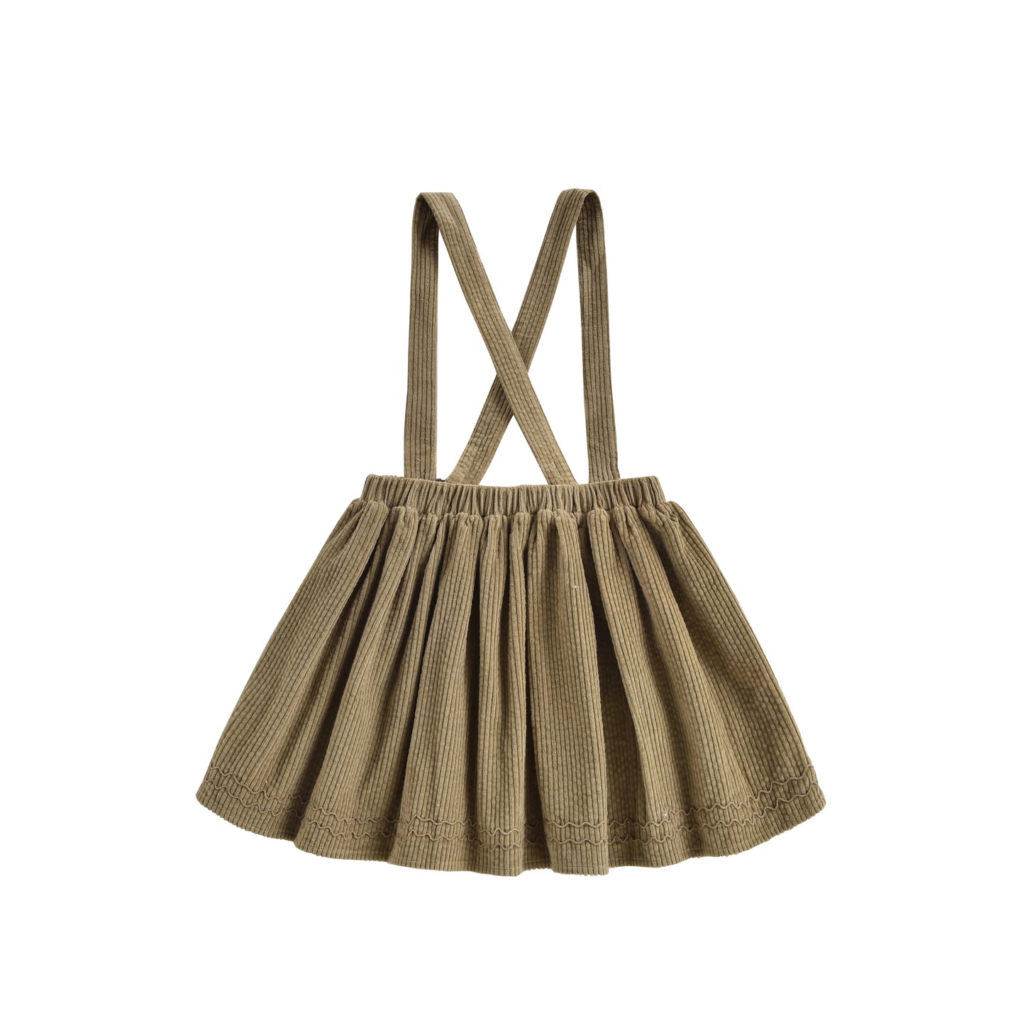 女童卡其色丝绒短裙