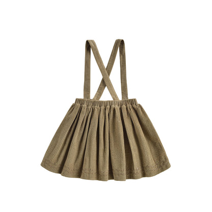女童卡其色丝绒短裙