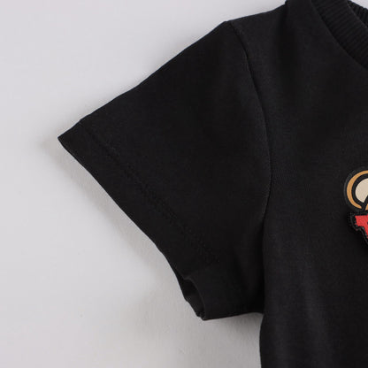 女婴黑色小熊棉连衣裙