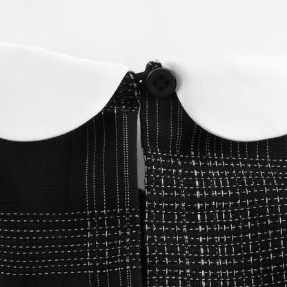 女童黑色格子棉连衣裙