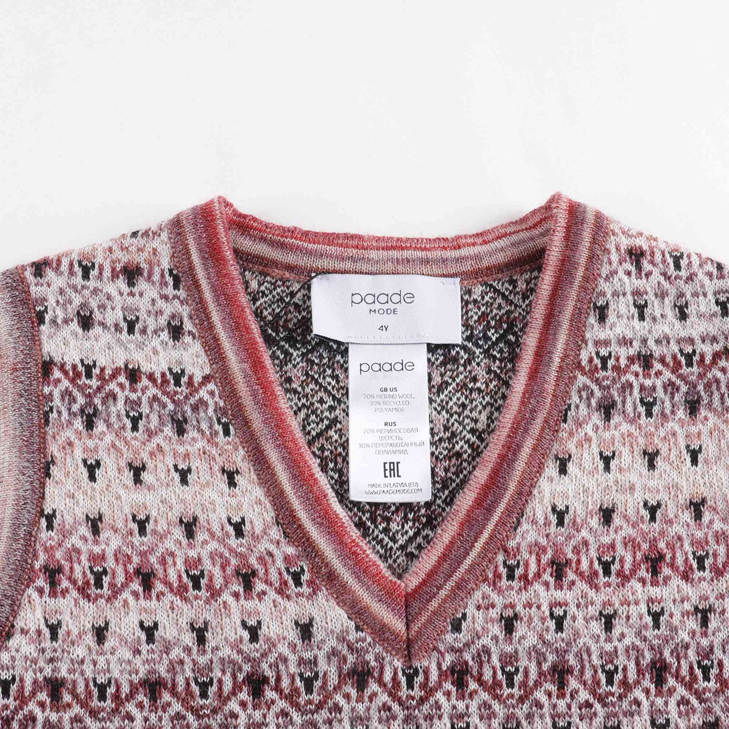 女童粉色图案羊毛背心