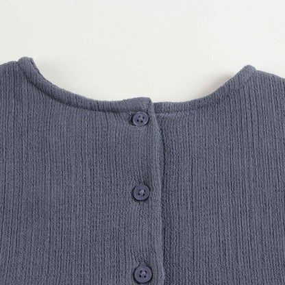 女童蓝色花朵印花棉连衣裙