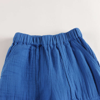 男童蓝色棉长裤