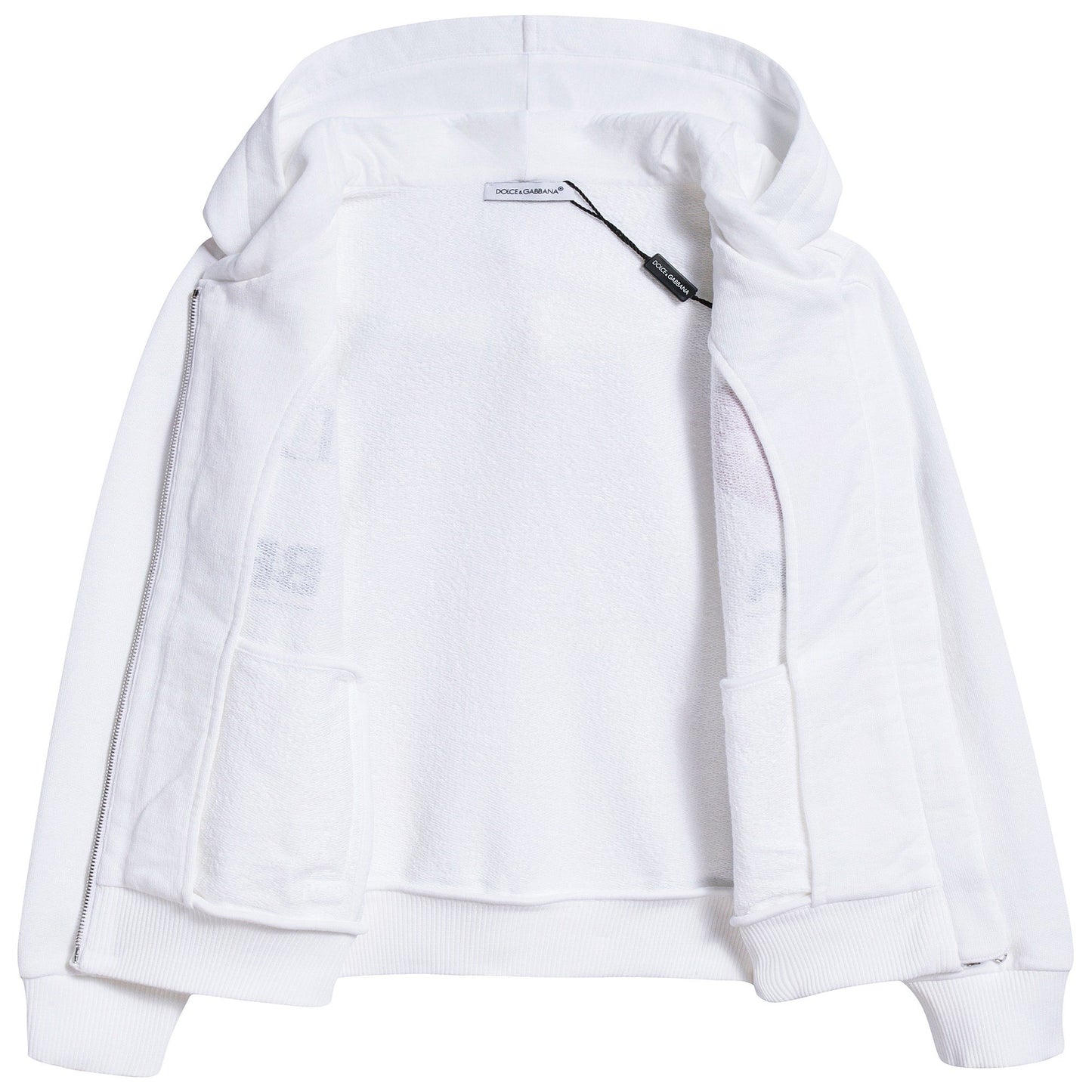 Girls White Love Cotton Zip-up Top