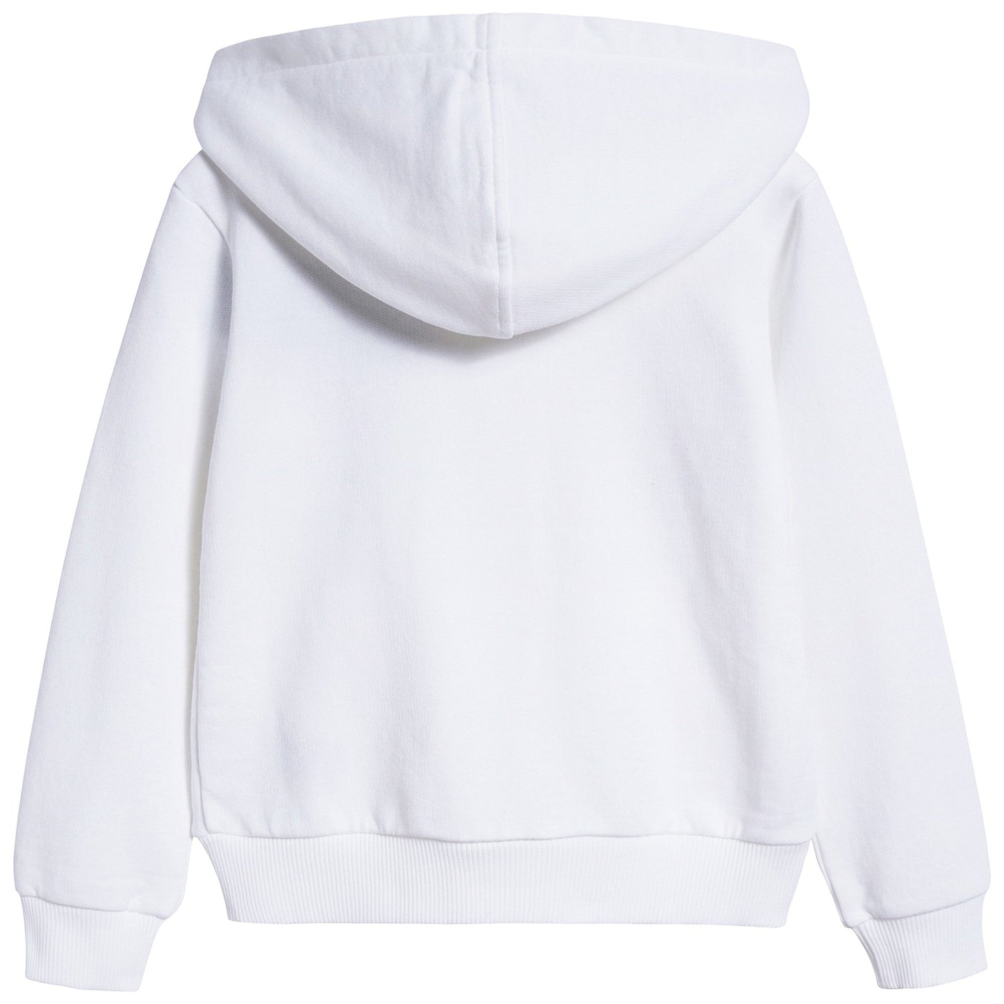 Girls White Love Cotton Zip-up Top
