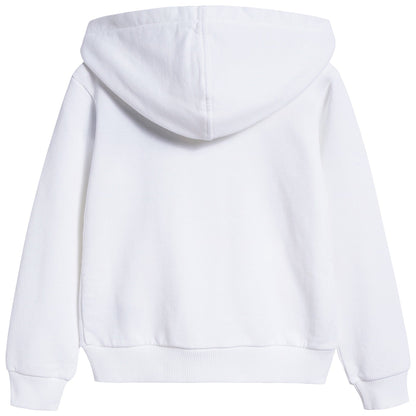 Girls White Love Cotton Zip-up Top