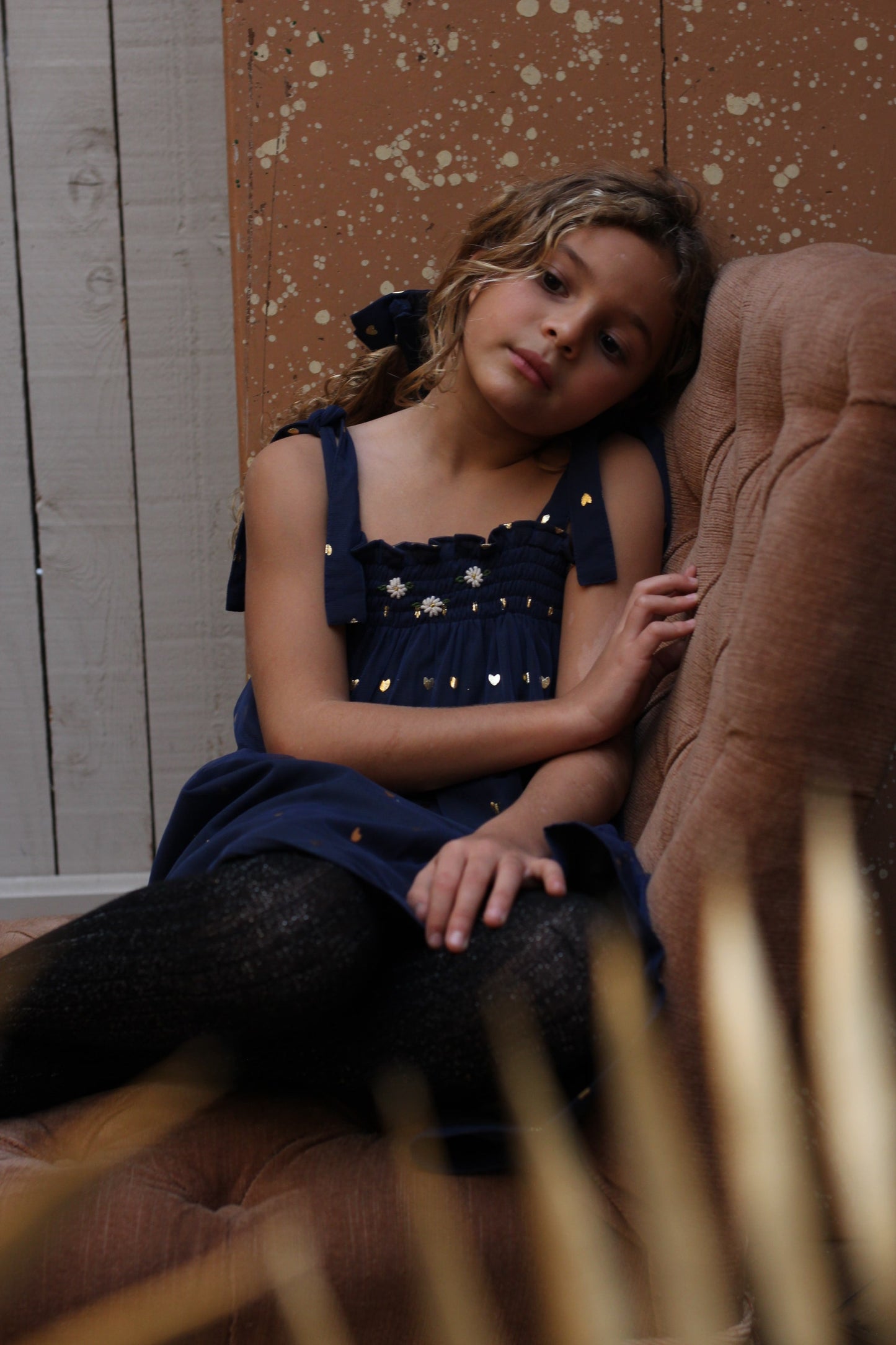 女童蓝色心形棉连衣裙