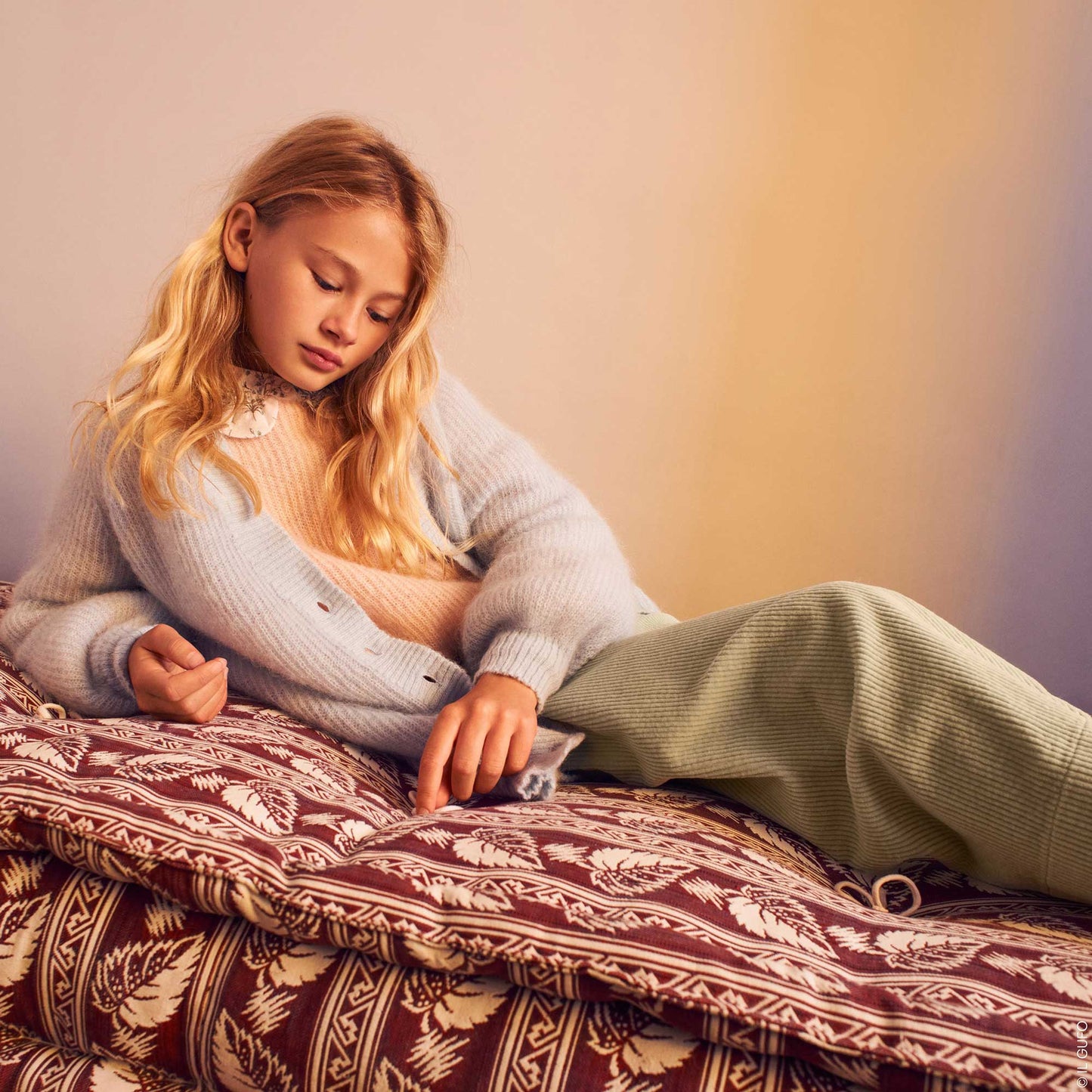 女童浅蓝色马海毛开衫