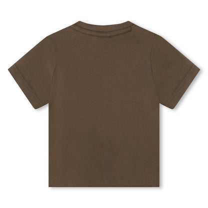 男婴棕色Logo棉T恤