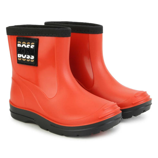 男童橙色Logo雨靴