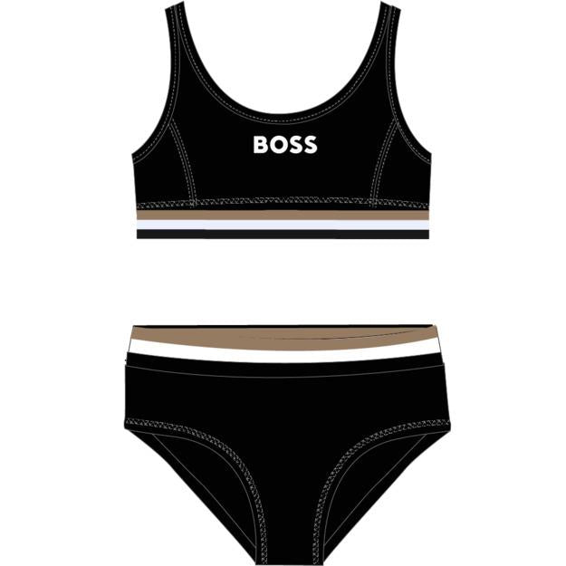 女童黑色Logo泳衣套装