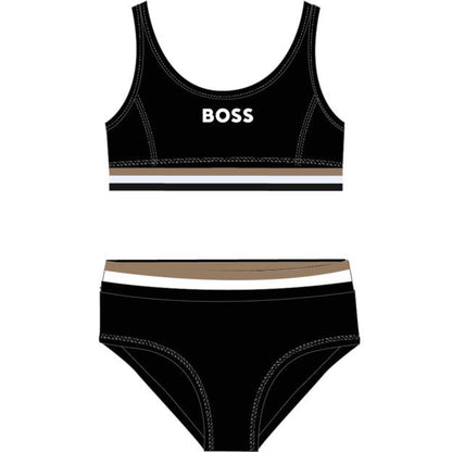 女童黑色Logo泳衣套装