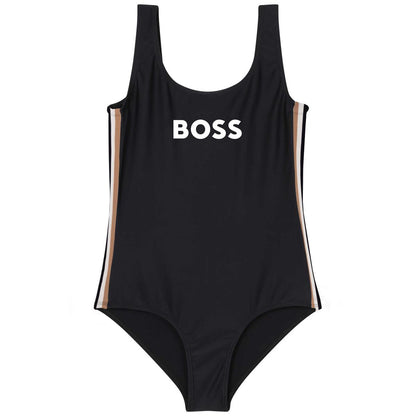 女童黑色Logo泳衣