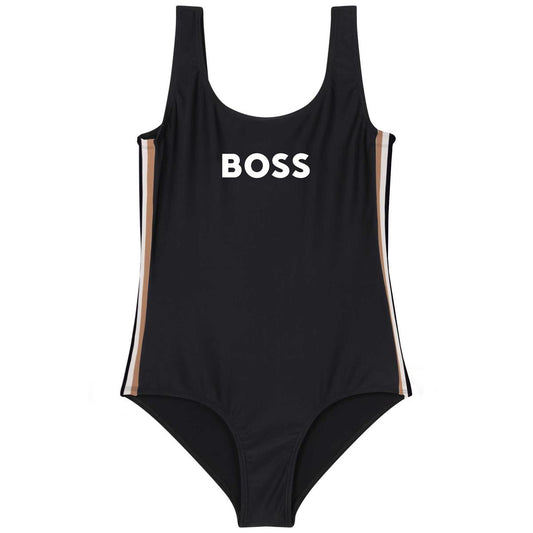 女童黑色Logo泳衣