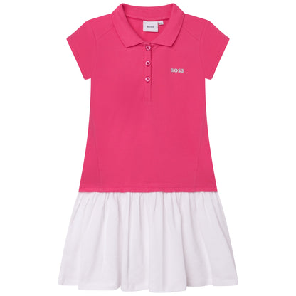 女童粉色棉连衣裙