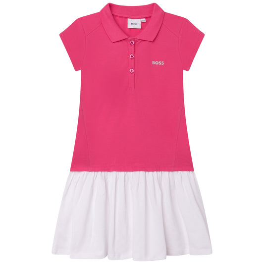 女童粉色棉连衣裙