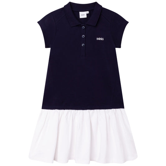 女童藏蓝色棉连衣裙