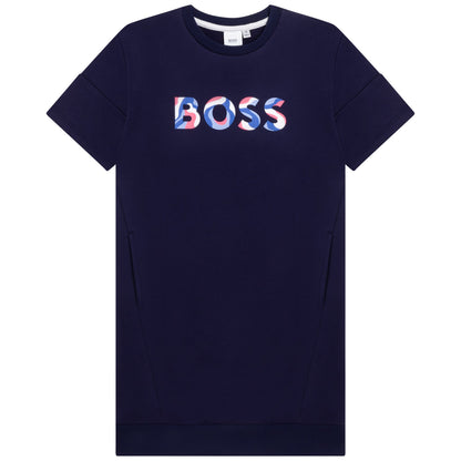 女童藏青色棉T恤连衣裙