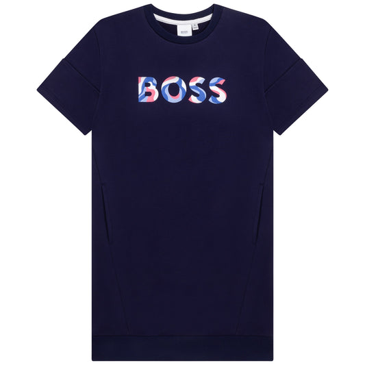 女童藏青色棉T恤连衣裙