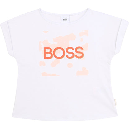 女童白色Logo棉T恤