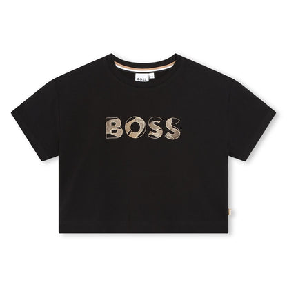 女童黑色Logo棉T恤