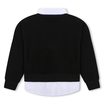 女童黑色Logo棉卫衣