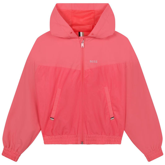 女童粉色拉链夹克