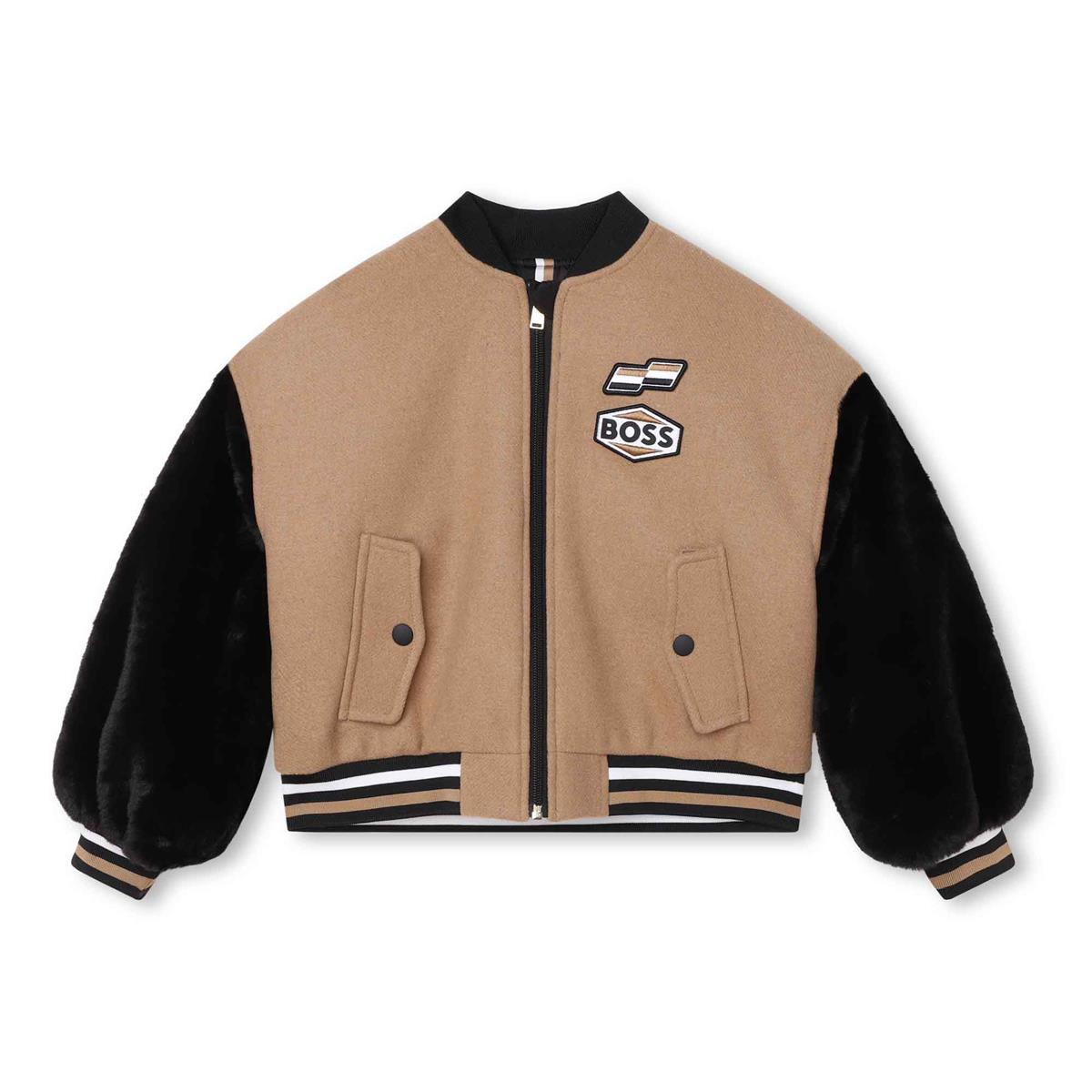 女童驼色拉链夹克