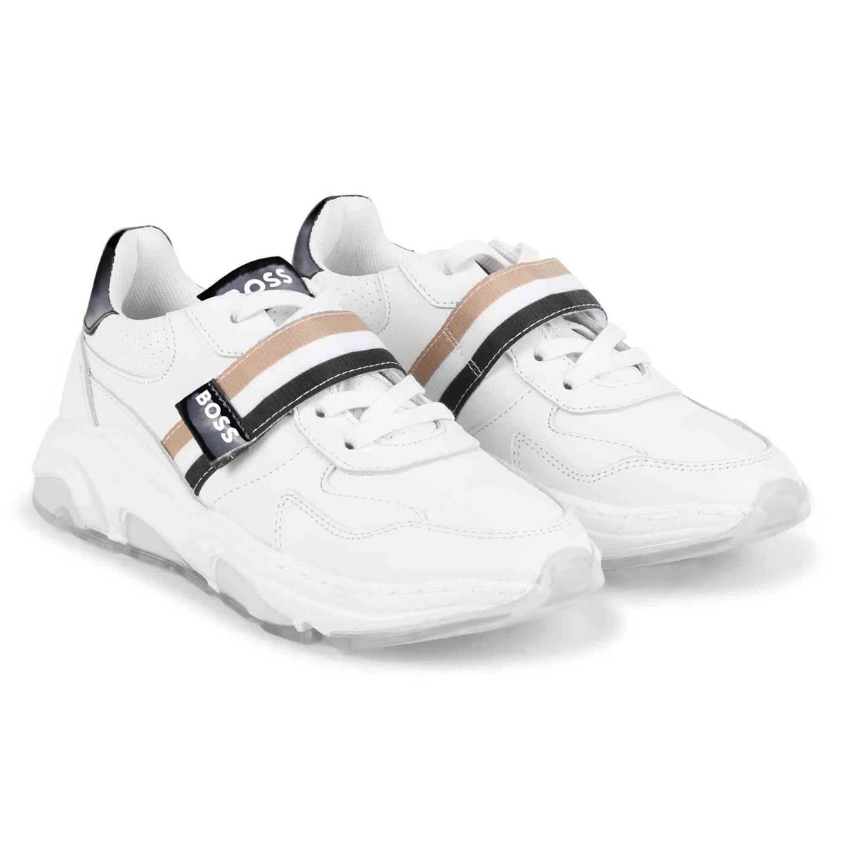 女童白色Logo运动鞋