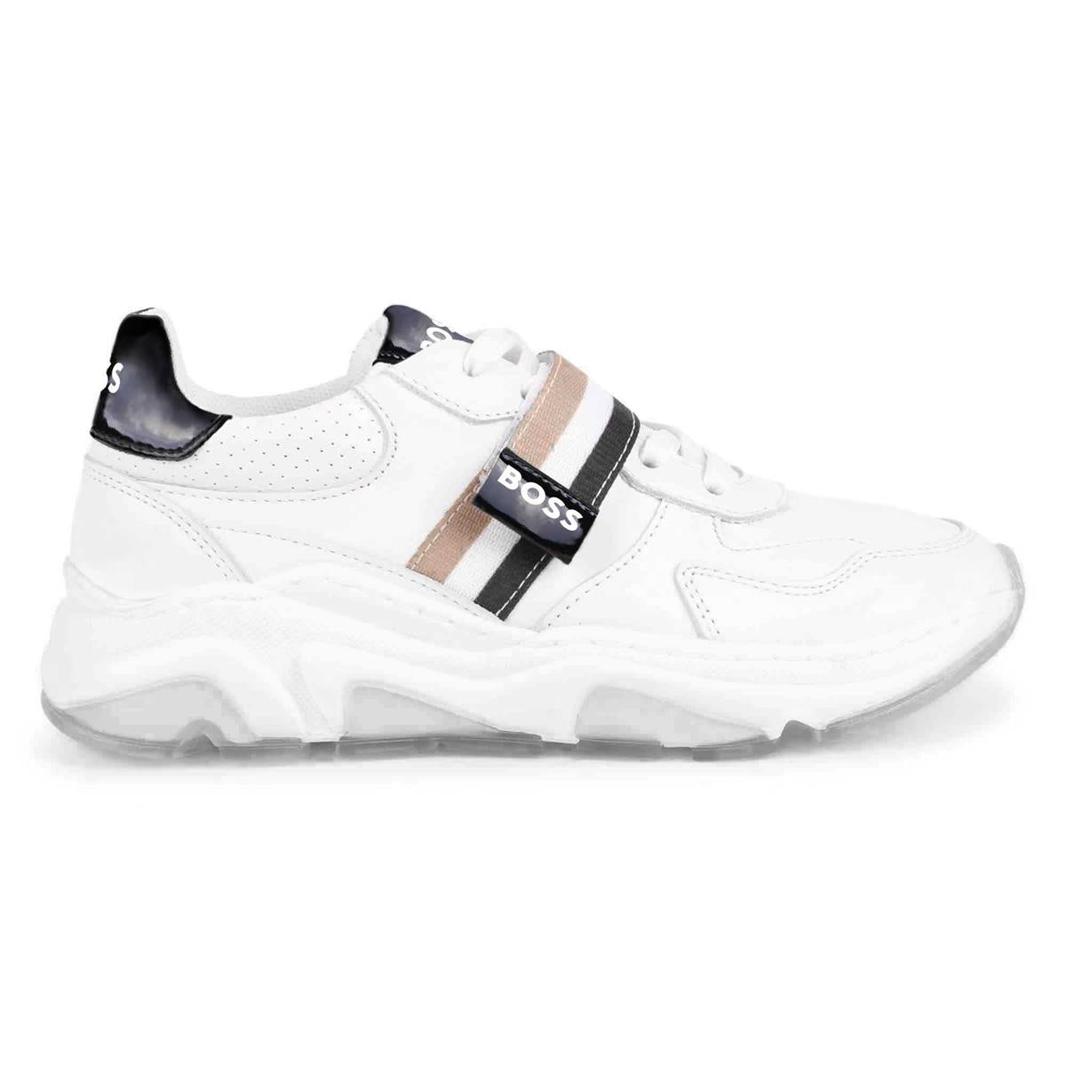 女童白色Logo运动鞋