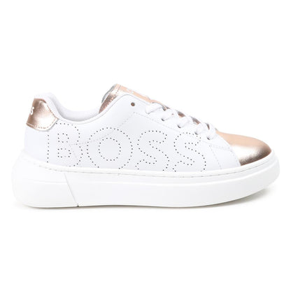 女童白色Logo板鞋