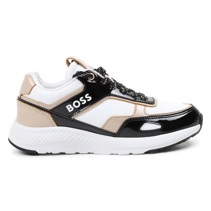 女童白色Logo运动鞋