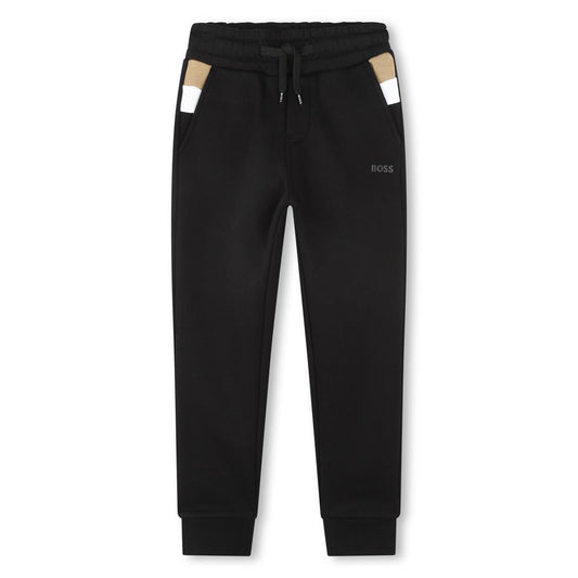 男童黑色Logo棉长裤