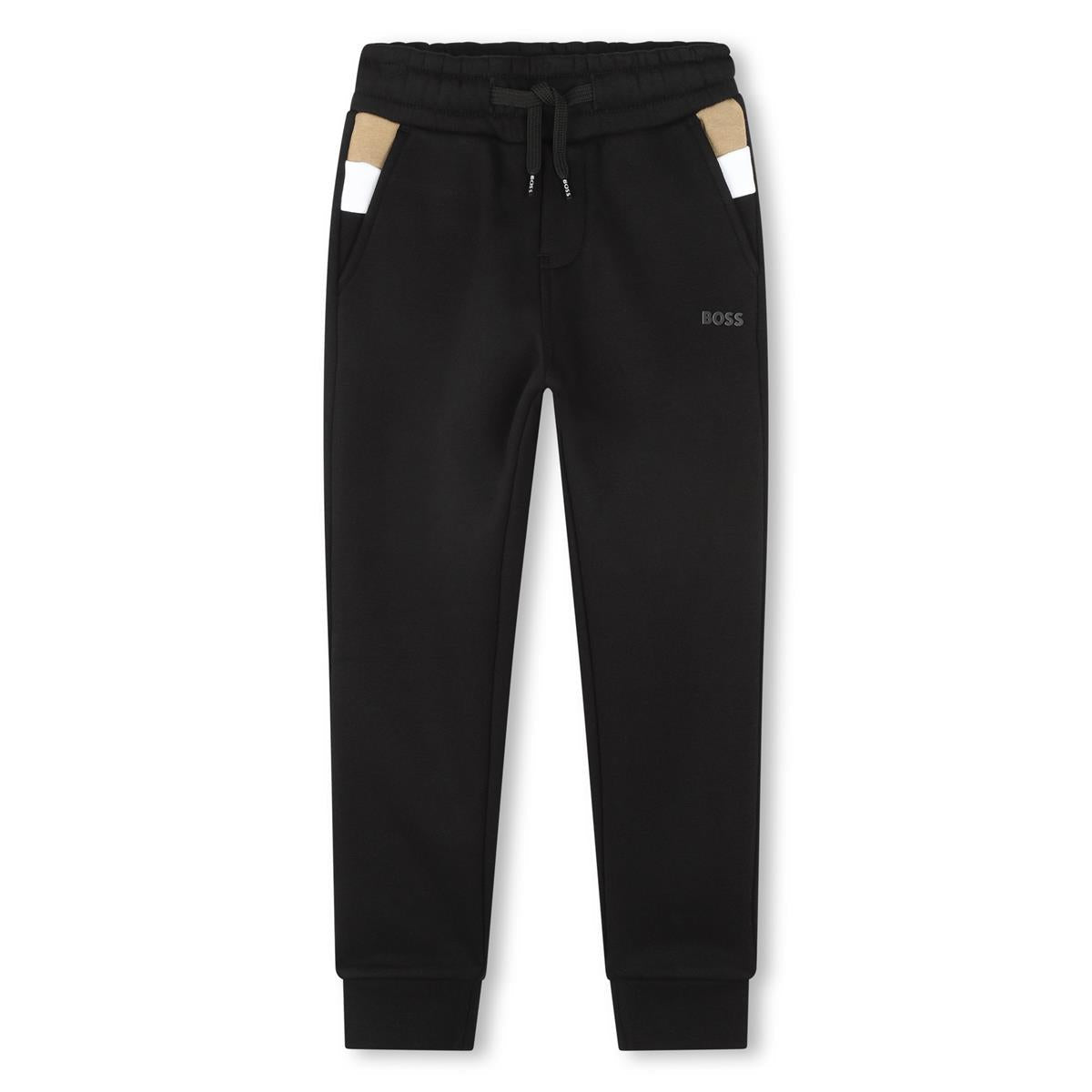 男童黑色Logo棉长裤