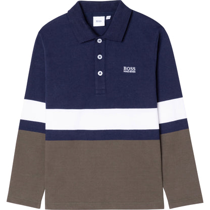 男童蓝色Logo棉Polo衬衫