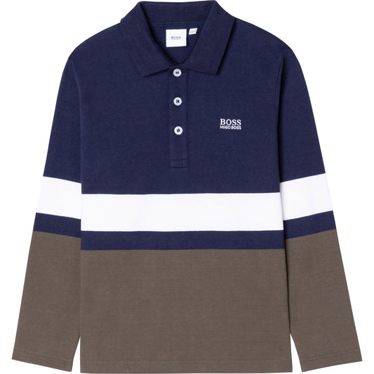 男童蓝色Logo棉Polo衬衫