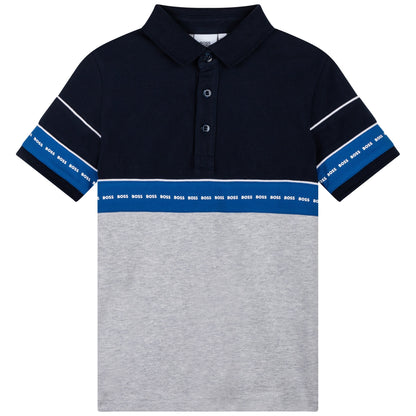 男童蓝色Logo棉Polo衬衫