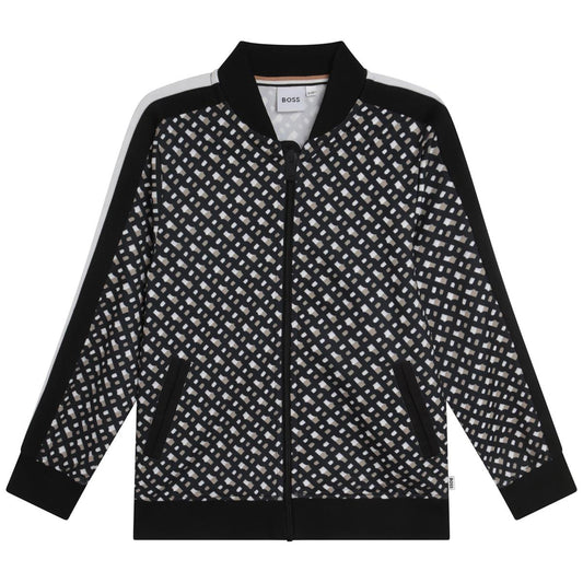 女童黑色Logo拉链上衣