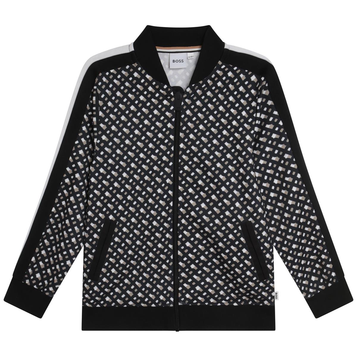 女童黑色Logo拉链上衣