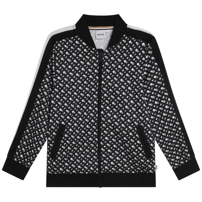 女童黑色Logo拉链上衣