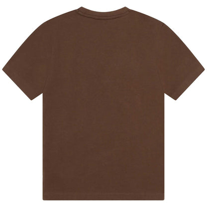 男童棕色Logo棉T恤