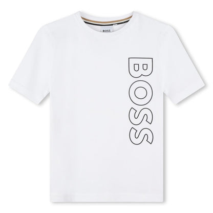 男童白色Logo棉T恤