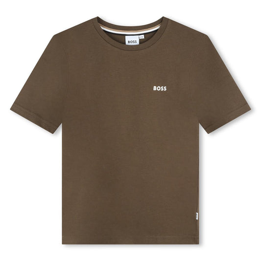 男童棕色Logo棉T恤