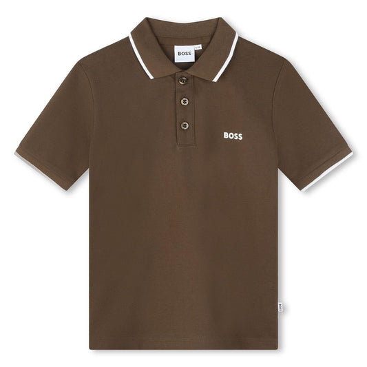 男童深绿色棉Polo衫