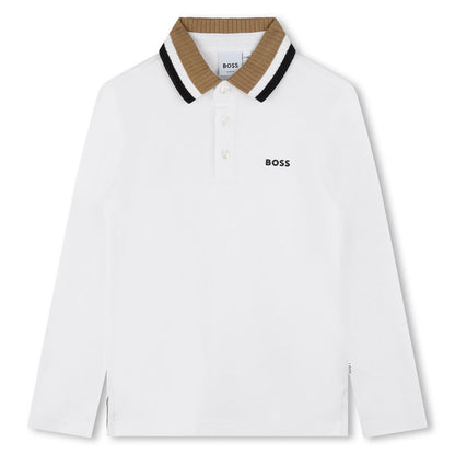 男童白色棉Polo衫