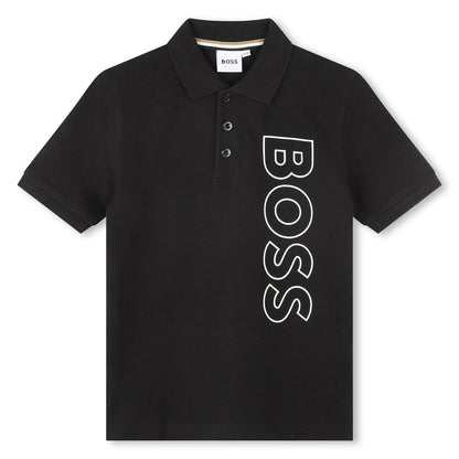 男童黑色棉Polo衫