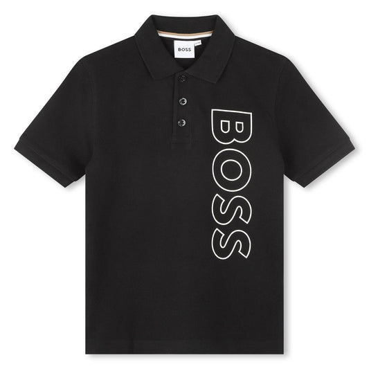 男童黑色棉Polo衫