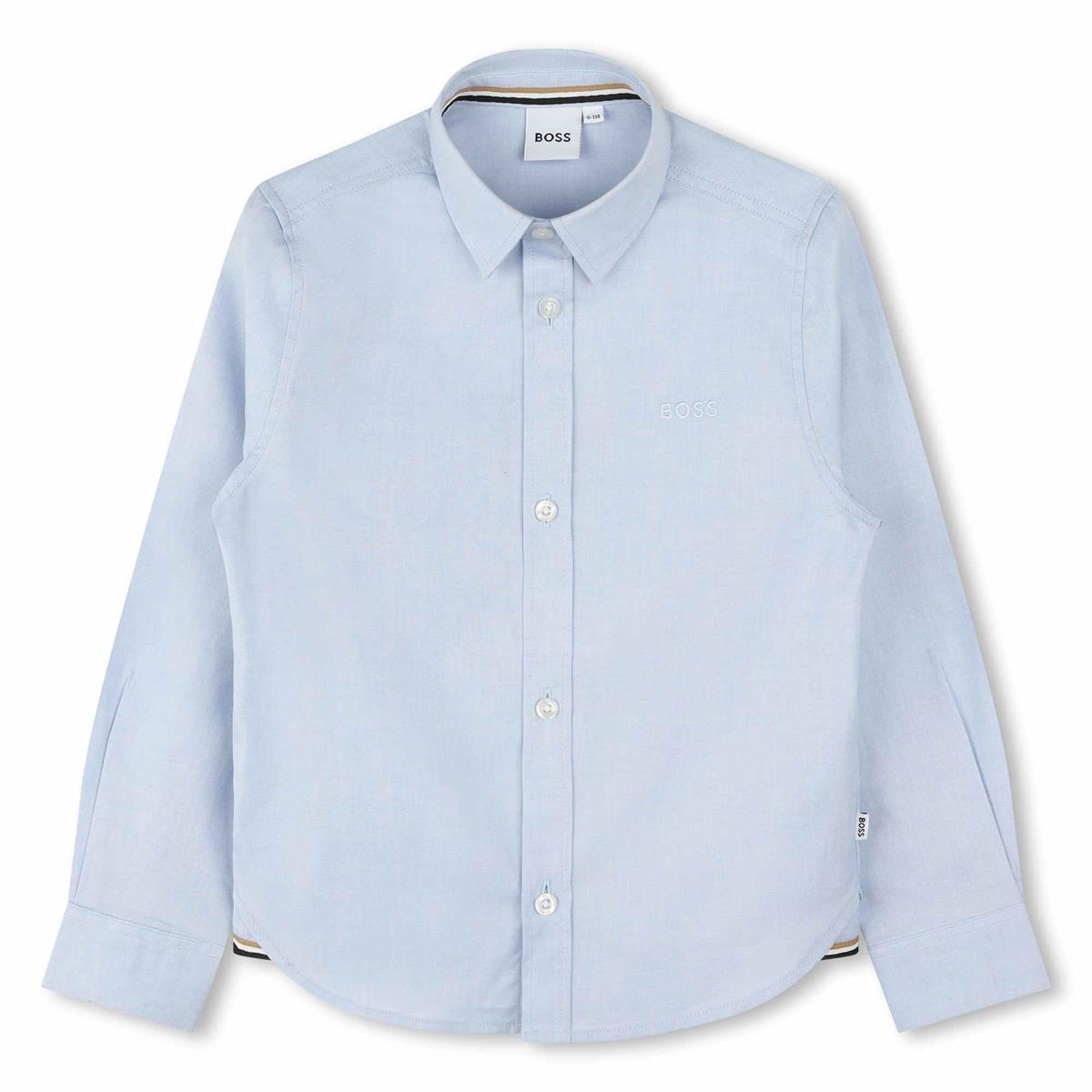 男童蓝色棉衬衫