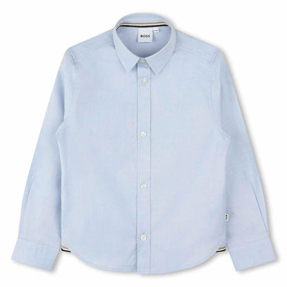 男童蓝色棉衬衫